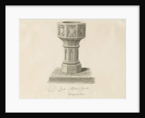 Font in Blore Church by John Buckler
