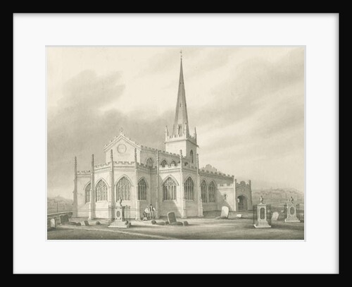 Wednesbury - St. Bartholomew's Church: sepia wash drawing, nd [1827] by Robert Noyes