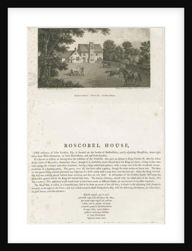Boscobel House: engraving, nd [1 Nov 1800] by John Walker