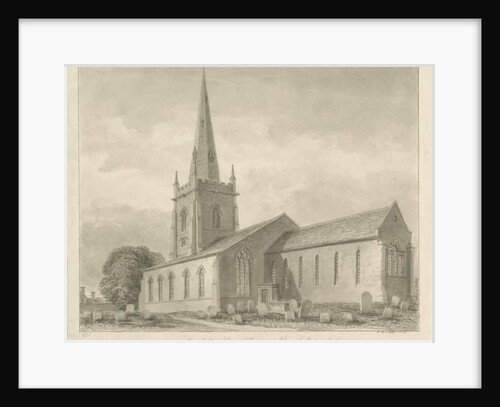 Brewood Church: sepia drawing, 1842 by John Buckler