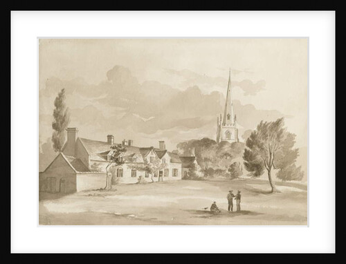 Brewood Church: sepia drawing, 1844 by Henry James Noyes