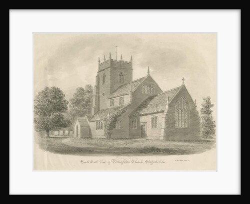 Broughton Church: sepia drawing, 1843 by John Buckler