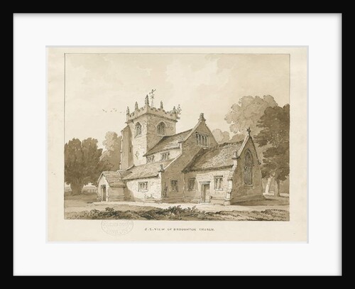 Broughton Church : sepia drawing, 1838 by Thomas Peploe Wood