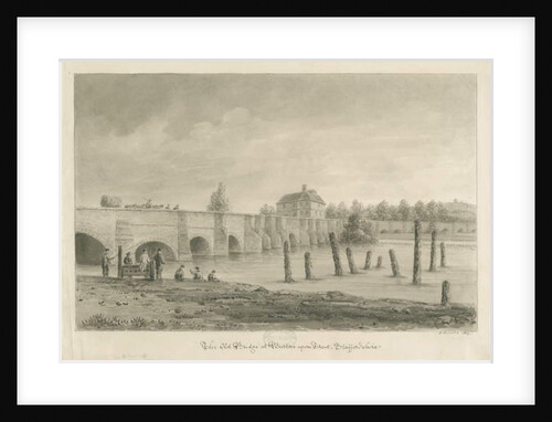 Burton-upon-Trent Bridge and Town: sepia drawing, 1839 by John Buckler