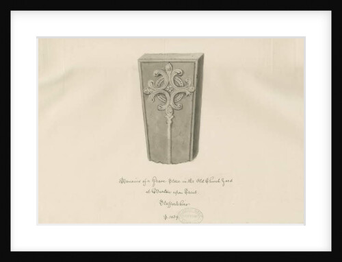 Burton-upon-Trent - Gravestone in 'Old' Churchyard: sepia drawing, 1839 by John Buckler