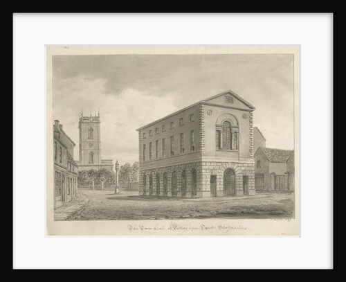 Burton-upon-Trent - Town Hall: sepia drawing, 1839 by John Buckler