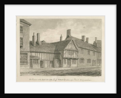 Burton-upon-Trent - Old Houses on High Street: sepia drawing, 1839 by John Buckler