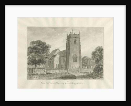 Bushbury Church: sepia drawing, 1845 by John Buckler