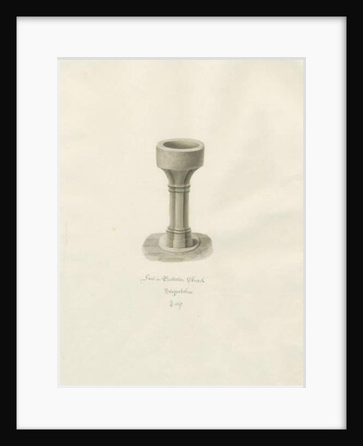 Font in Butterton Church by John Buckler