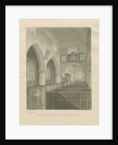 Interior of Cannock Church: sepia drawing, 1841 by John Buckler