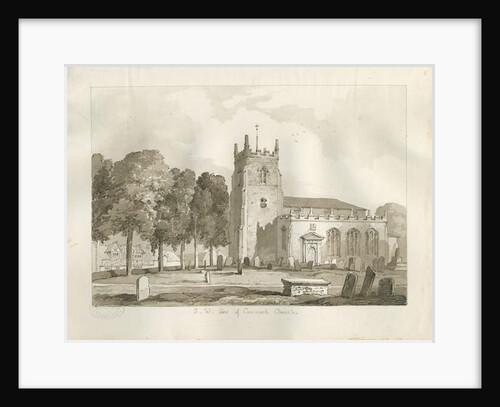Cannock Church: sepia drawing, 1836 by Thomas Peploe Wood