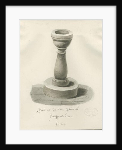 Font in Cauldon Church by John Buckler