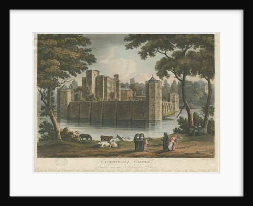 Caverswall Castle: coloured aquatint engraving, 1 Feb 1817 by Thomas Sutherland