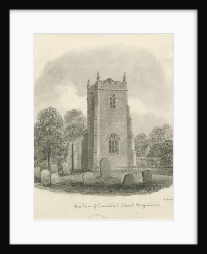 Caverswall Church: sepia drawing, 1844 by John Buckler