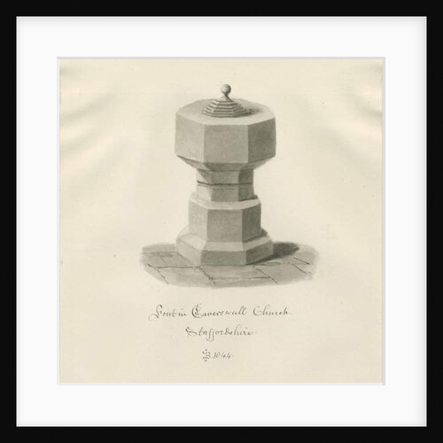 Font in Caverswall Church by John Buckler