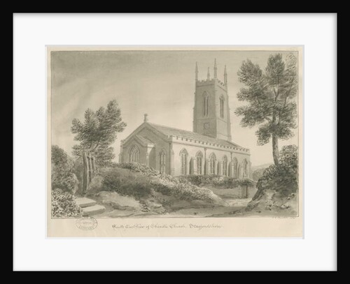 Cheadle Church: sepia drawing, 1841 by John Chessell Buckler