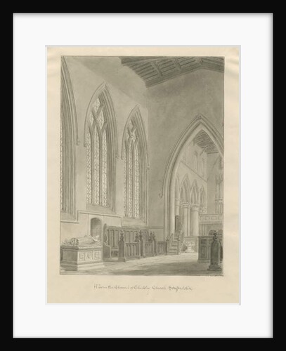Interior of Checkley Church: sepia drawing, 1841 by John Chessell Buckler