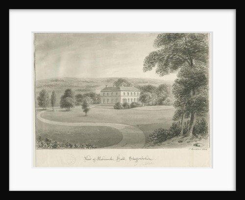 Cheddleton - Ashcombe Hall: sepia drawing, 1844 by John Buckler