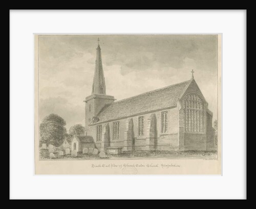 Church Eaton Church: sepia drawing, 1842 by John Buckler