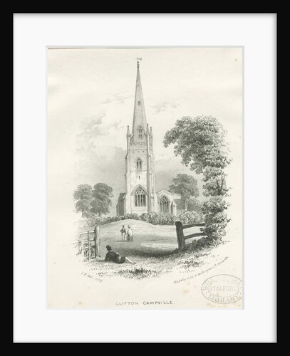Clifton Campville Church: lithograph, 1839 by School English