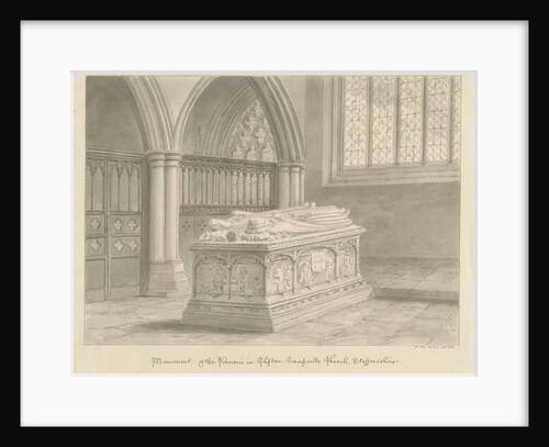 Clifton Campville Church - Vernon Monument: sepia drawing, 1838 by John Buckler