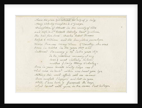 Colwich - Wolseley Monument inscription by Thomas Peploe Wood