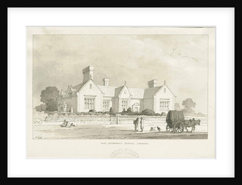 Colwich - 'Miss Sparrow's School' : sepia drawing, 1837 by Thomas Peploe Wood