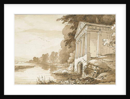 Colwich - Temple near Wolseley Bridge: sepia wash drawing, nd [1837-1838] by Thomas Peploe Wood