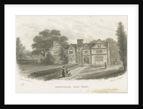 Dimsdale Old Hall: engraving by School English