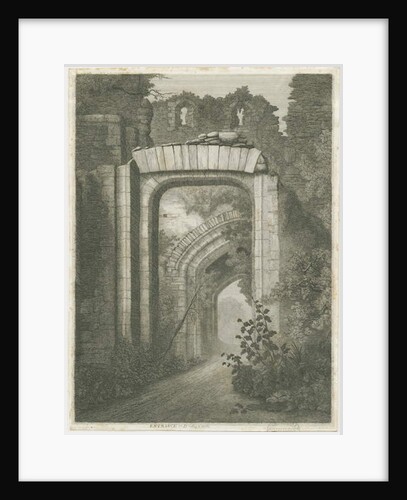 Dudley Castle - The Entrance: etching, 1828 by School English