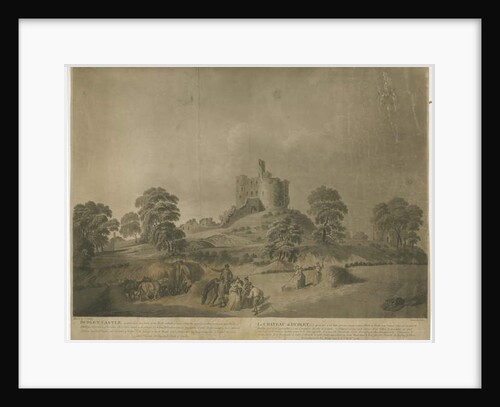 Dudley Castle: - The Keep: aquatint with engraved description by School English