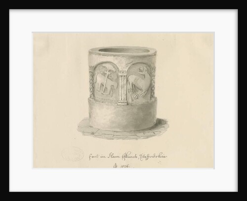 Font in Ham Church, 1826 by John Chessell Buckler