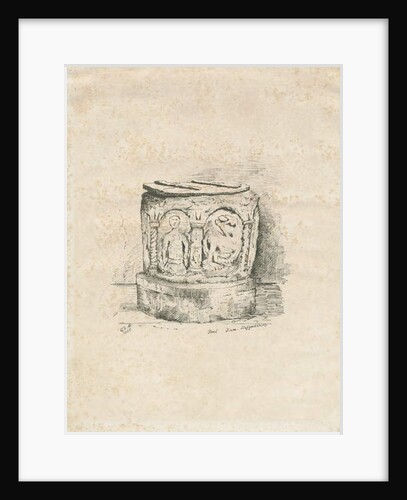 Font in Ilam Church: lithograph, 1855 by School English