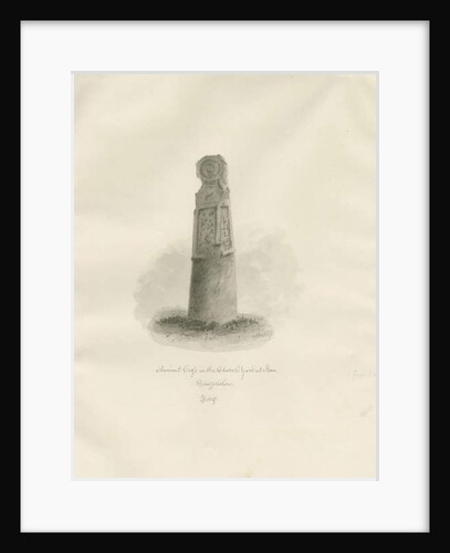 Ilam Church - Ancient Cross: sepia drawing, 1847 by John Buckler