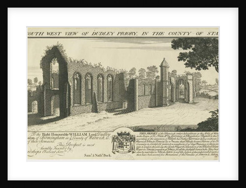 Dudley Priory: engraving, 1731 by Samuel Buck