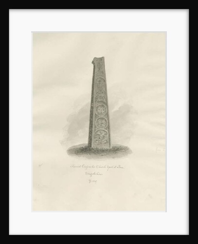 Ilam Church - Ancient Cross: sepia drawing, 1847 by John Buckler