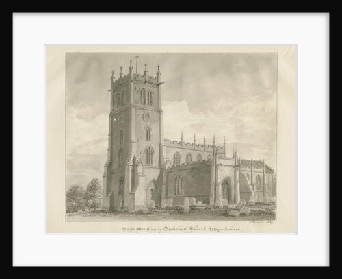 Eccleshall Church: sepia drawing, 1837 by John Buckler