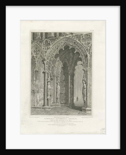 Lichfield Cathedral - West Doorway: engraving, nd [c 1820] by John Britton