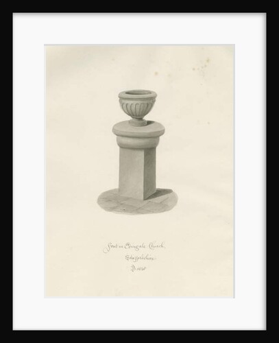 Font in Edingale Church by John Buckler