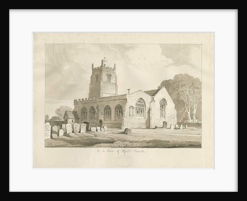 Elford Church: sepia drawing, 1837 by Thomas Peploe Wood