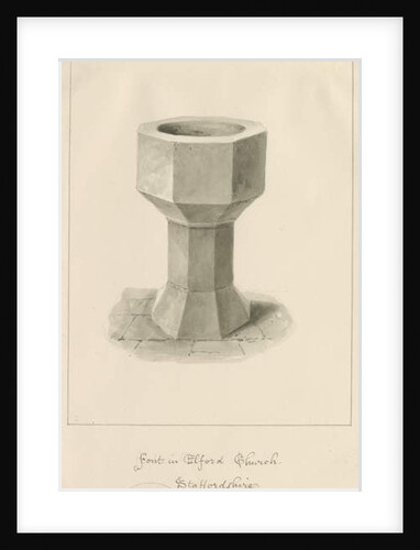 Font in Elford Church by John Buckler