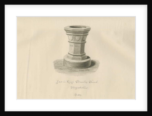 Font in Kings Bromley Church by John Buckler