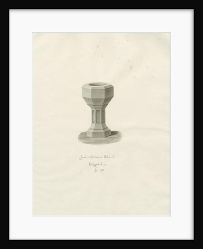 Font in Ellastone Church by John Buckler