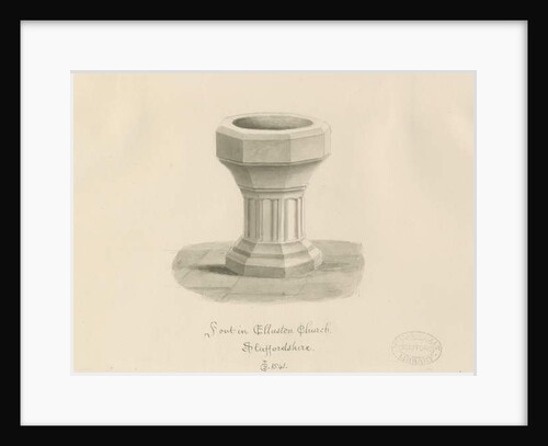 Font in Ellastone Church by John Chessell Buckler