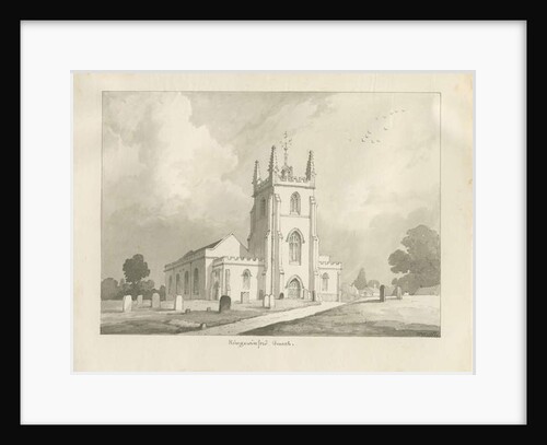 Kingswinford Church: sepia drawing, 1837 by Lewis John Wood