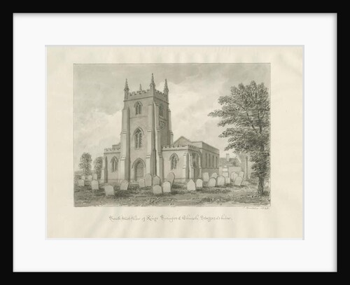 Kingswinford Church: sepia drawing, 1845 by John Buckler