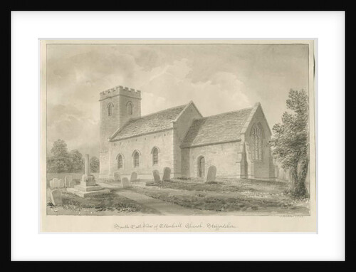 Ellenhall Church: sepia drawing, 1842 by John Buckler