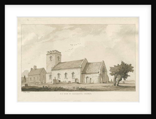 Ellenhall Church: sepia drawing, 1838 by Thomas Peploe Wood