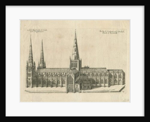 Lichfield Cathedral - South View: copper-plate engraving by William Dugdale