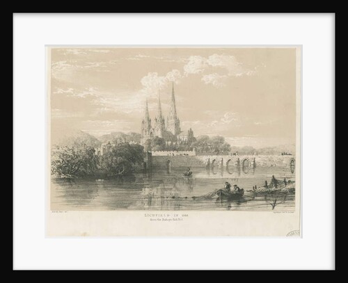 Lichfield Cathedral - South West View: tinted lithograph, 1548 by Louis Haghe